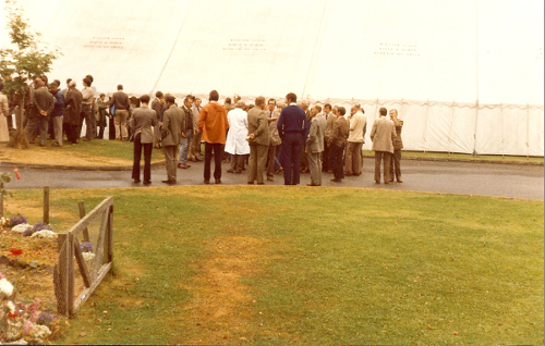 1977 Delegates on a break outside the marquee 2